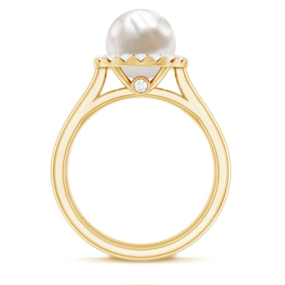 Real 7.4 Carat Freshwater Pearl Diamond Wedding Bridal Ring Set for Women
