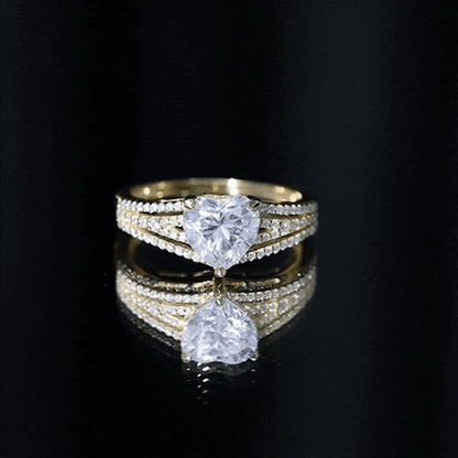 2 Carat Moissanite Heart Designer Engagement Ring with Split Shank
