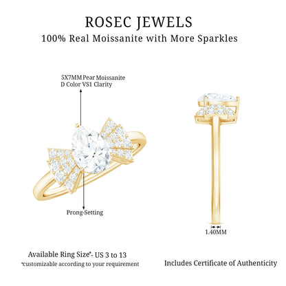 Pear Shaped Moissanite Designer Engagement Ring