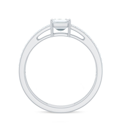 1.8 Carat Emerald Cut Moissanite Double Band Engagement Ring