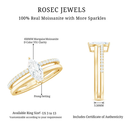 Marquise Cut Moissanite Classic Solitaire Ring