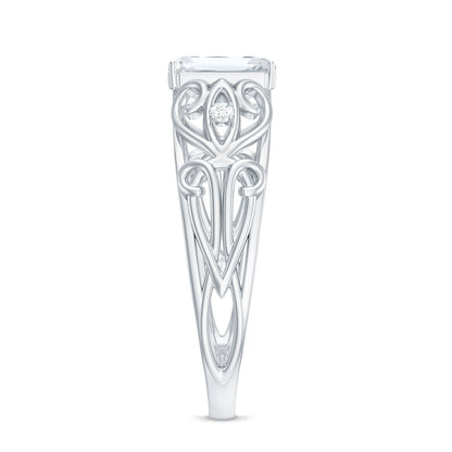 1.8 Carat Emerald Cut Moissanite Vintage Inspired Solitaire Ring