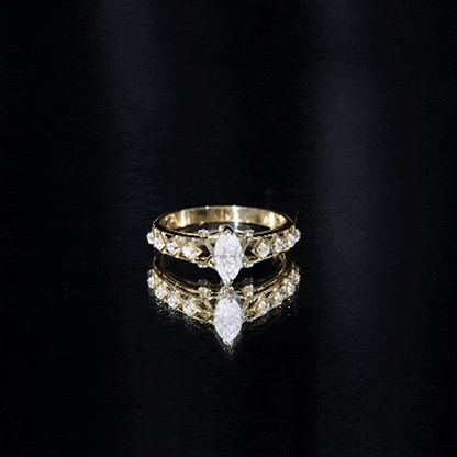 Art Deco Looking Moissanite Marquise Engagement Ring