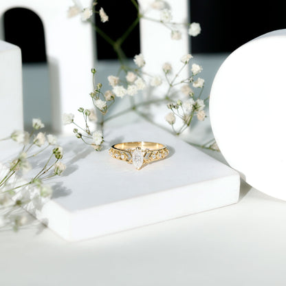 Art Deco Looking Moissanite Marquise Engagement Ring