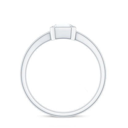 1.8 Carat Emerald Cut Moissanite Bezel Set Engagement Ring with Split Shank