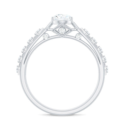 Art Deco Inspired Brilliant Cut Moissanite Solitaire Engagement Ring