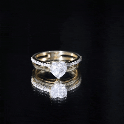 1.5 Carat Heart Shape Moissanite Double Band Engagement Ring