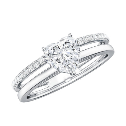 1.5 Carat Heart Shape Moissanite Double Band Engagement Ring