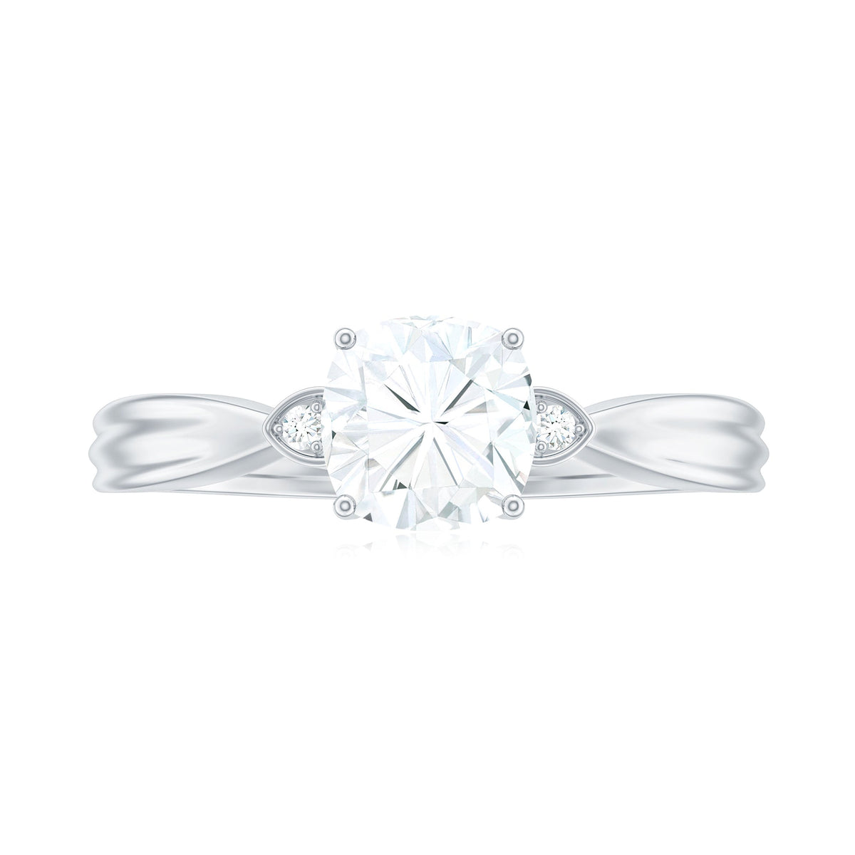 Brilliant Cut 1.7 Carat Moissanite Cushion Engagement Ring