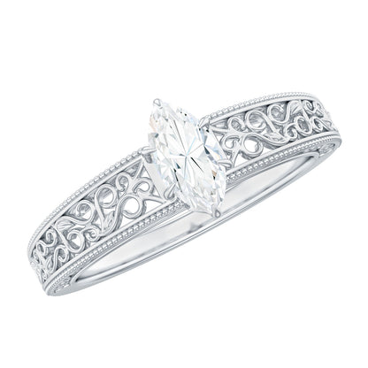0.7 Carat Marquise Cut Certified Moissanite Solitaire Engagement Ring
