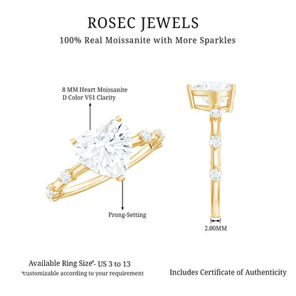 2 Carat Heart Shaped Moissanite Engagement Ring for Women
