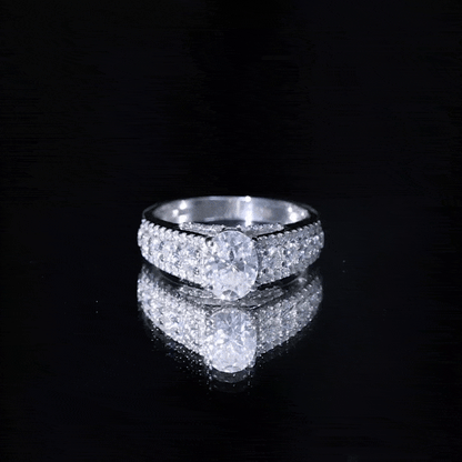Certified Moissanite Oval Engagement Ring with Side Stones
