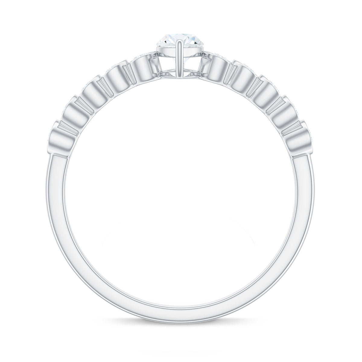 0.7 Carat Marquise Cut Moissanite Solitaire Engagement Ring with Side Stones
