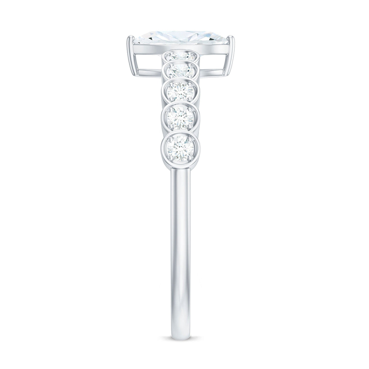 0.7 Carat Marquise Cut Moissanite Solitaire Engagement Ring with Side Stones