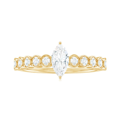 0.7 Carat Marquise Cut Moissanite Solitaire Engagement Ring with Side Stones
