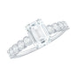 Certified Emerald Cut Moissanite Solitaire Engagement Ring with Side Stones