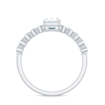 Certified Emerald Cut Moissanite Solitaire Engagement Ring with Side Stones