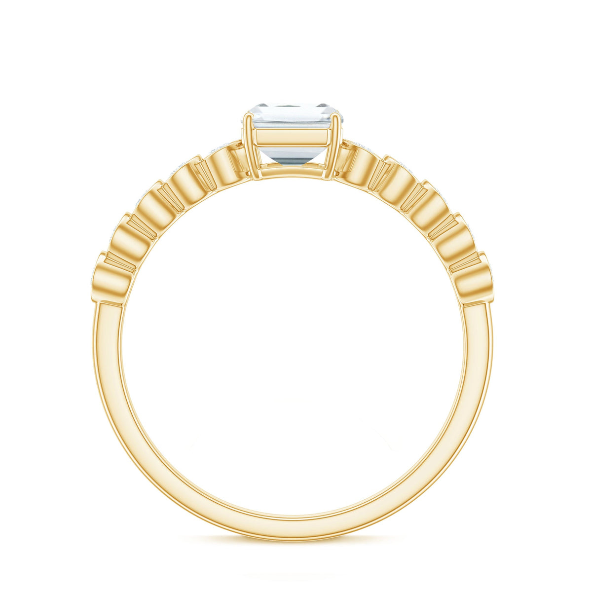 Certified Emerald Cut Moissanite Solitaire Engagement Ring with Side Stones