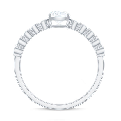 1.7 Carat Cushion Cut Moissanite Solitaire Engagement Ring with Side Stones
