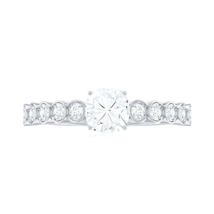 1.7 Carat Cushion Cut Moissanite Solitaire Engagement Ring with Side Stones