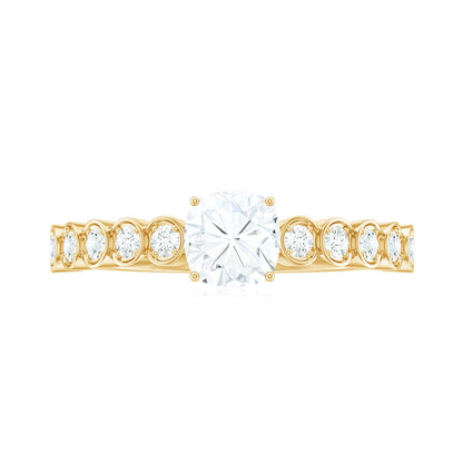 1.7 Carat Cushion Cut Moissanite Solitaire Engagement Ring with Side Stones