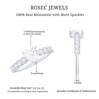 1.5 Carat Heart Shape Certified Moissanite Solitaire Engagement Ring