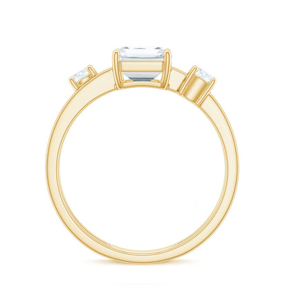 1.8 Carat Emerald Cut Moissanite Solitaire Double Band Engagement Ring