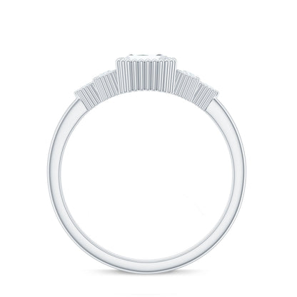 1.8 Carat Emerald Cut Moissanite Classic Engagement Ring with Beaded Details
