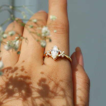 Certified 1 Carat Moissanite Marquise Engagement Ring in Split Shank