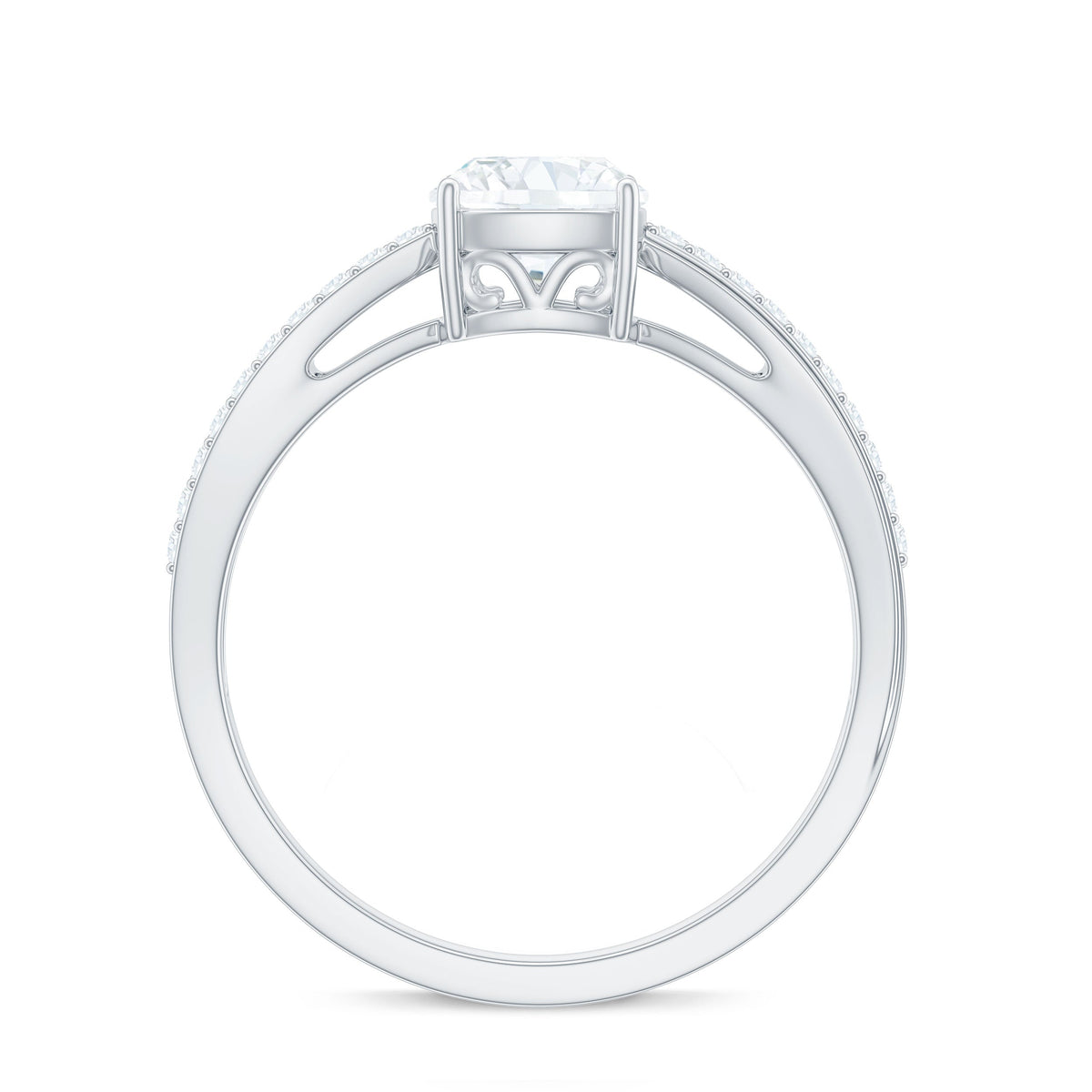 Cushion Cut Moissanite Bypass Engagement Ring