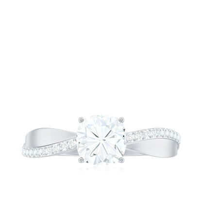 Cushion Cut Moissanite Bypass Engagement Ring