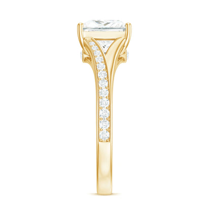 3 Carat Princess Cut Moissanite Solitaire Engagement Ring with Split Shank
