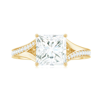 3 Carat Princess Cut Moissanite Solitaire Engagement Ring with Split Shank