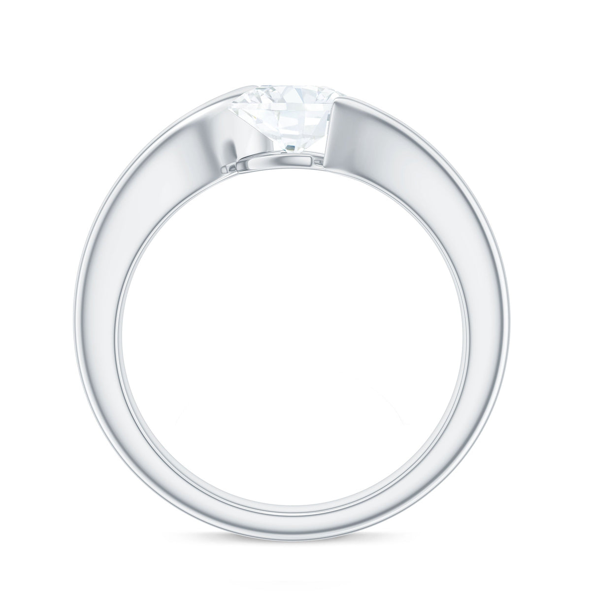 1.7 Carat Cushion Cut Moissanite Solitaire Engagement Ring with Bypass Shank