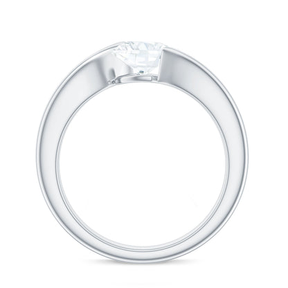 1.7 Carat Cushion Cut Moissanite Solitaire Engagement Ring with Bypass Shank