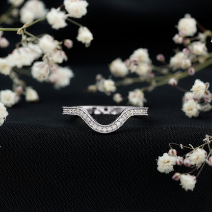 Certified Moissanite Curved Enhancer Band For Women