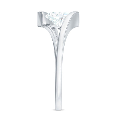 1.3 Carat Pear Cut Moissanite Engagement Ring In Tension Setting