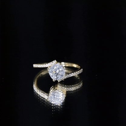 1.7 Carat Cushion Cut Solitaire Moissanite Bypass Engagement Ring
