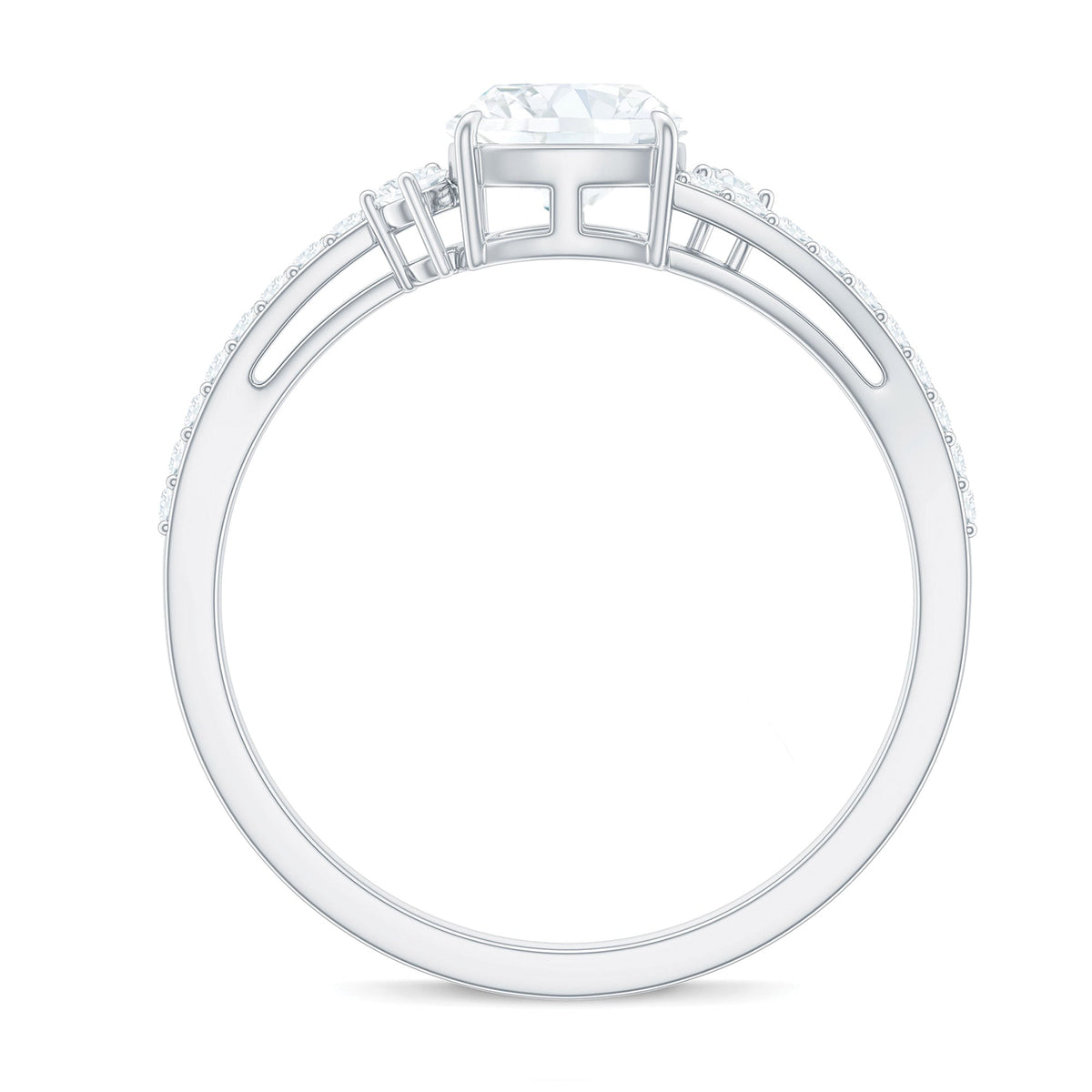 1.7 Carat Cushion Cut Moissanite Bypass Engagement Ring for Women