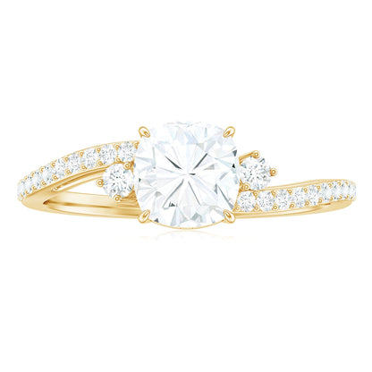 1.7 Carat Cushion Cut Moissanite Bypass Engagement Ring for Women