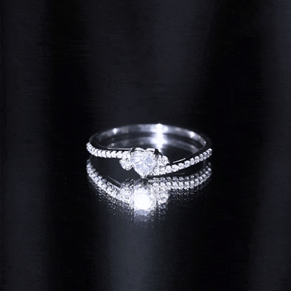 Heart Shape Moissanite Bypass Engagement Ring for Her