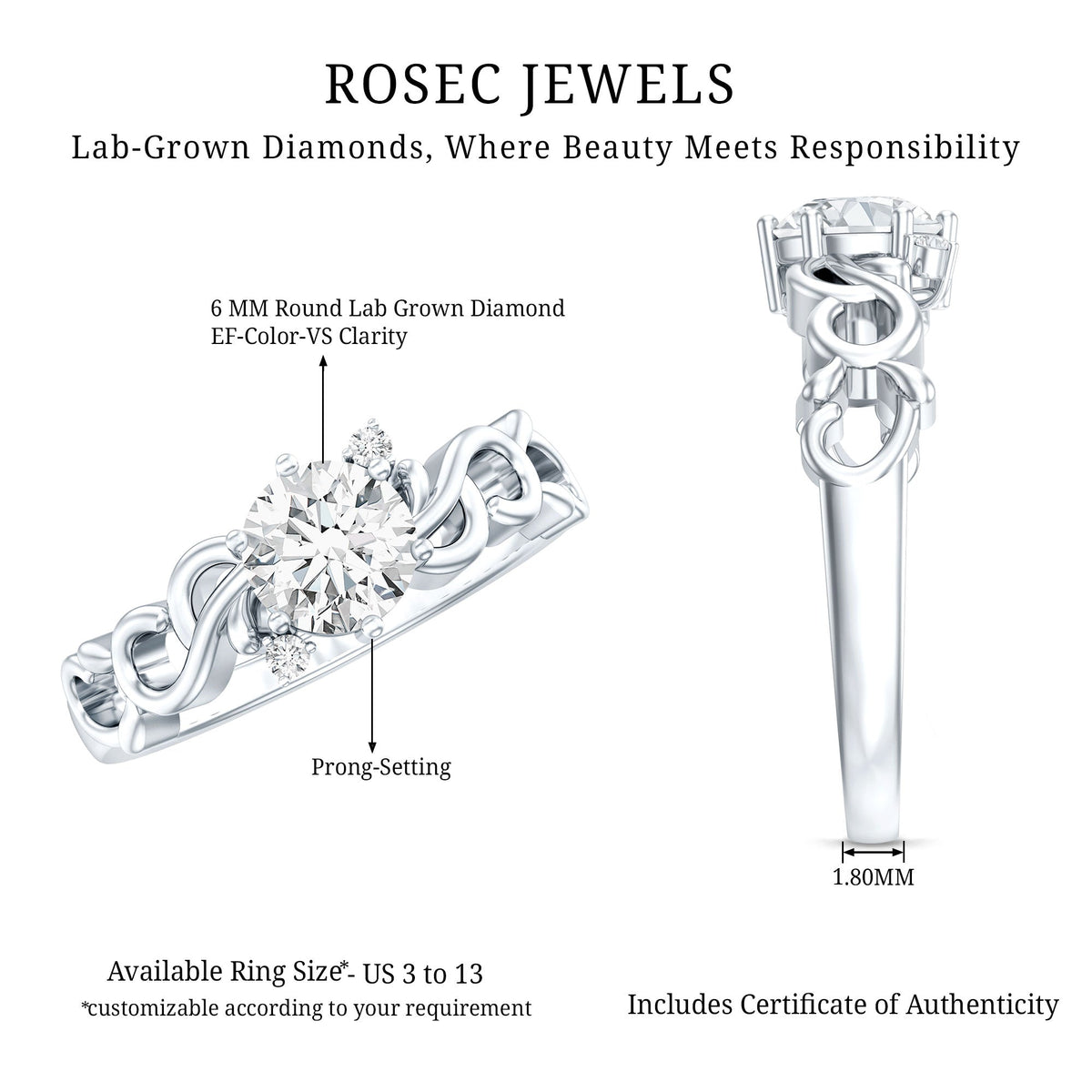 Lab Grown Diamond Art Deco Engagement Ring