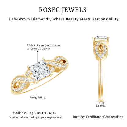 Lab Grown Diamond Princess Cut Engagement Ring For Her