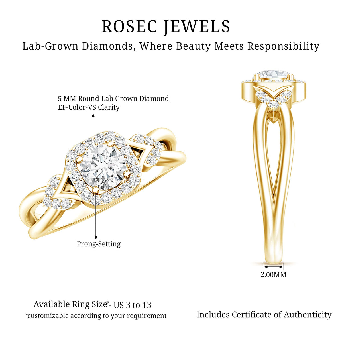 Lab Grown Diamond Halo Engagement Ring