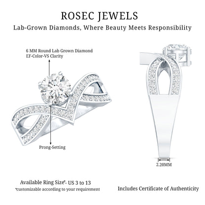 Certified Lab Grown Diamond Designer Solitaire Engagement Ring