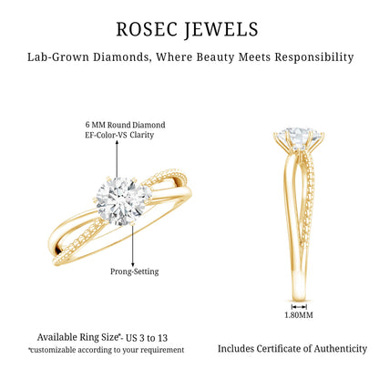 Lab Grown Diamond Solitaire Splt Shank Engagement Ring