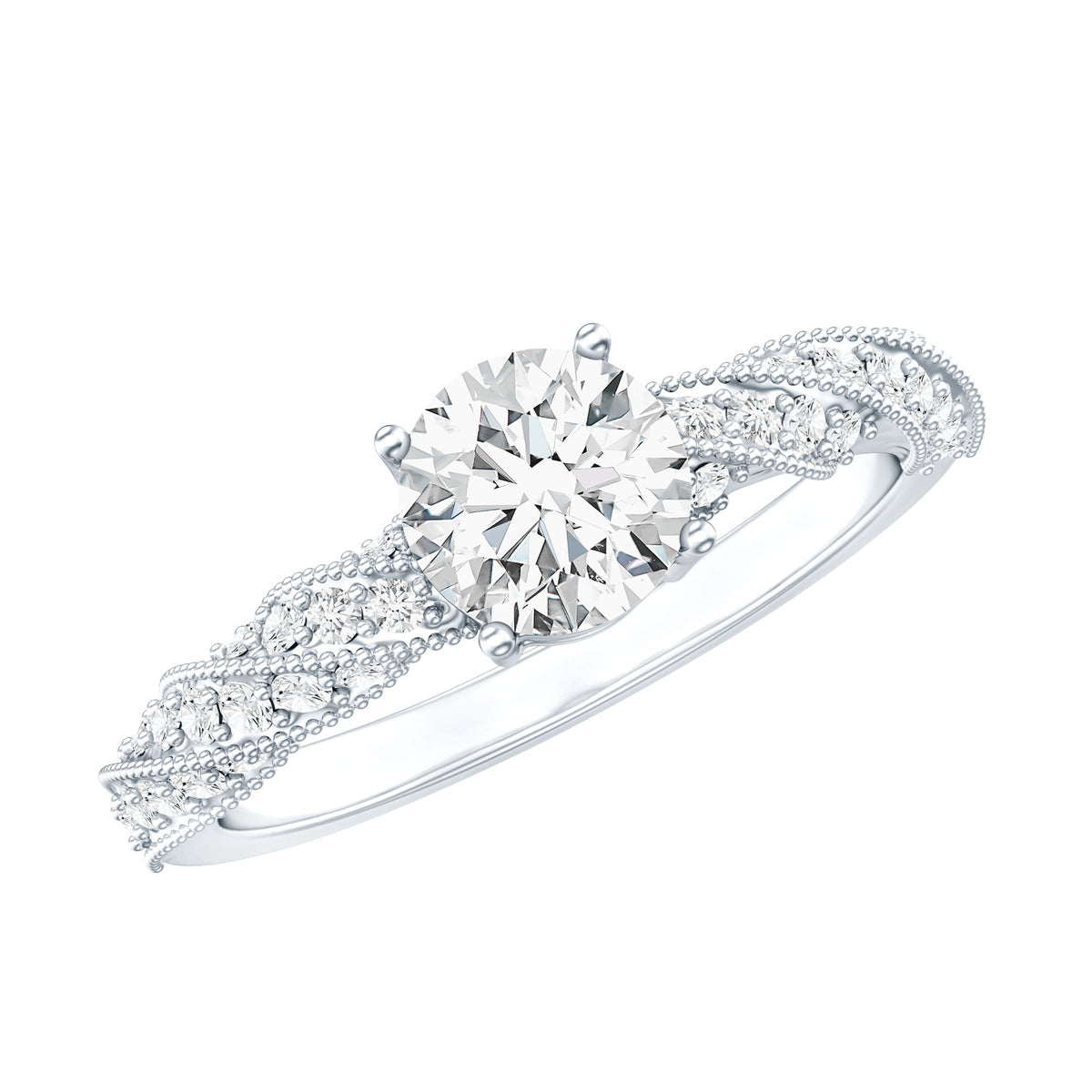Round Shape Lab Grown Diamond Solitaire Engagement Ring