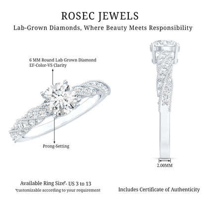 Round Shape Lab Grown Diamond Solitaire Engagement Ring