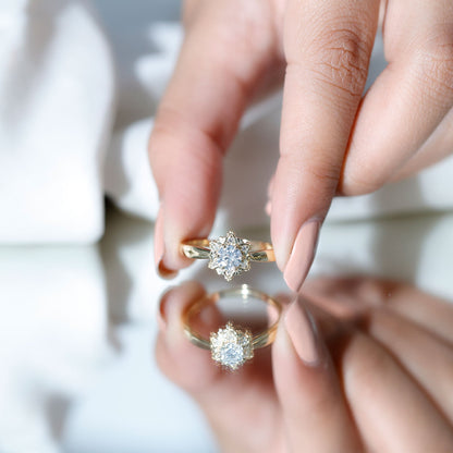 Certified Lab Grown Diamond Floral Engagement Ring for Women