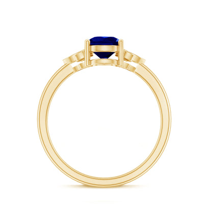 Certified Lab Grown Blue Sapphire Teardrop Engagement Ring with Diamonds